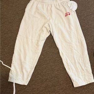 PINK Victoria's Secret White Sweatpants with Red Logo